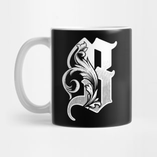 illustration of B font vintage style hand drawing design Mug